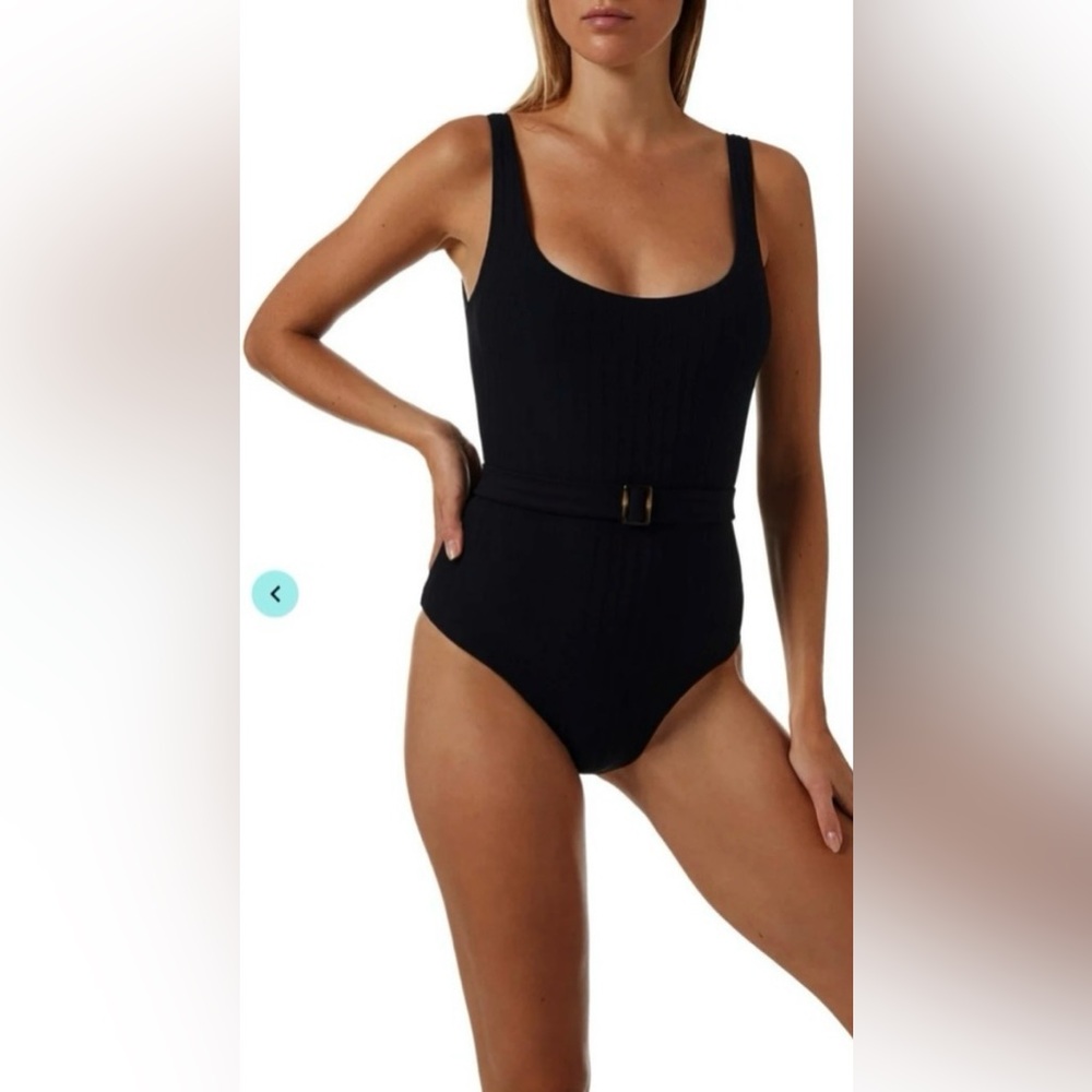 Melissa Obadash Texas One-Piece Belted Swimsuit Black Size 4 NWT - Picture 3 of 7